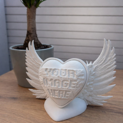 Angel Winged Heart Photo Lithophane Lamp – Personalised Memorial & Keepsake