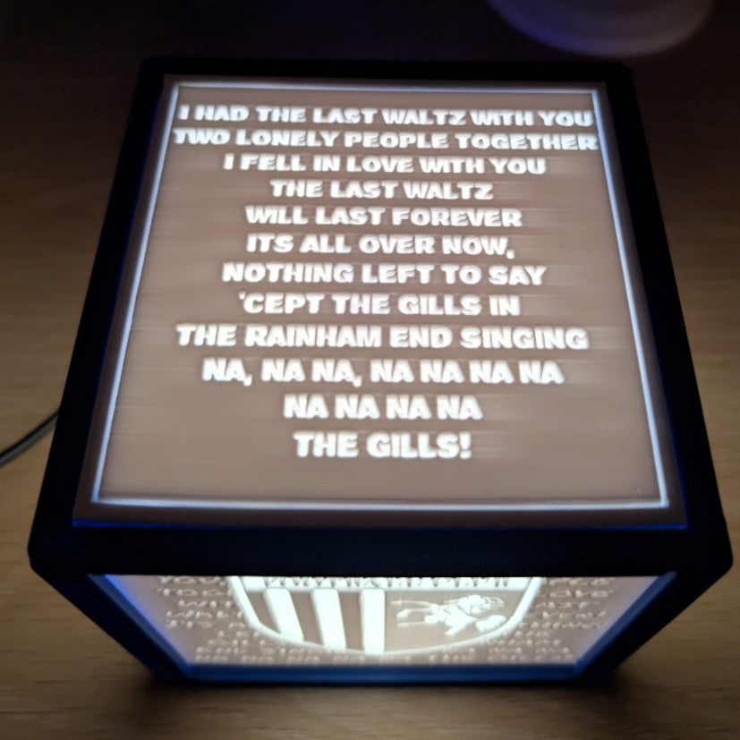 Up The Gills! Gillingham FC Night Light/Lamp, The Last Waltz Light Box